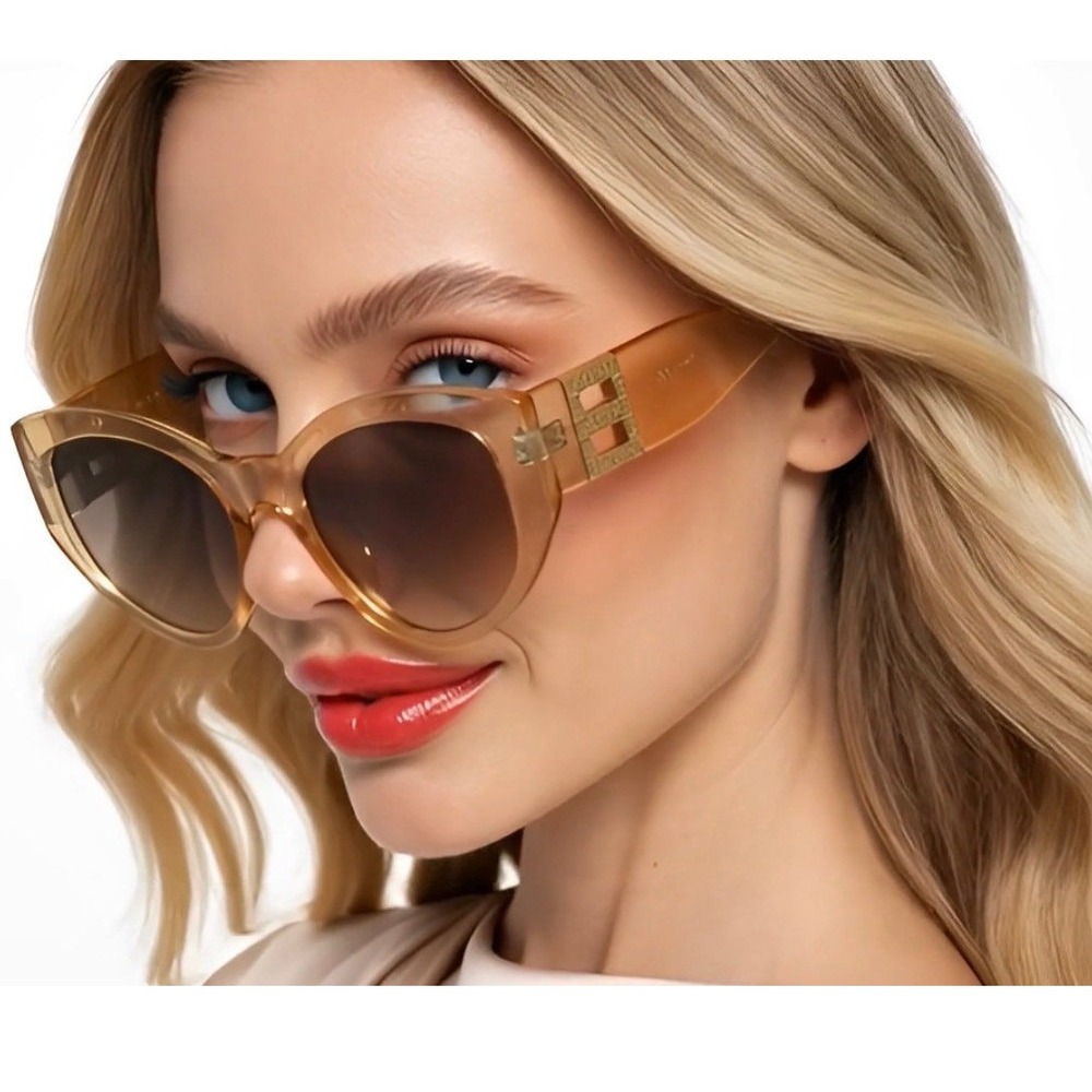 Cat Eye Sunglasses Women Trendy‎ Fashion Designer Shades Beige Frame Elegant Hot